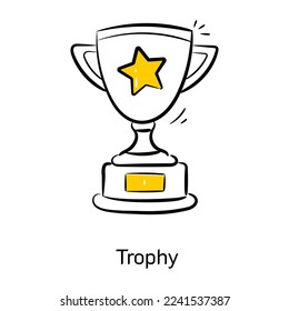 Catch a sight of this cute trophy icon, hand drawn style 