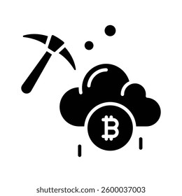 Catch a sight of this modern glyph icon of bitcoin cloud mining