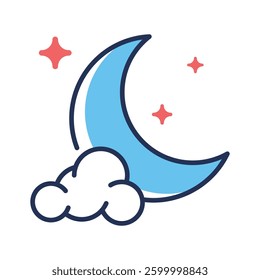 Catch a sight of this modern line icon of ramadan night sky