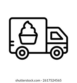 Catch a sight of this modern line icon of dessert delivery truck