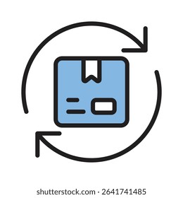 Catch as sight of this trendy filled line icon of return parcel policy