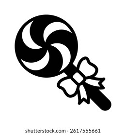 Catch as sight of this trendy glyph icon of swirl lollipop