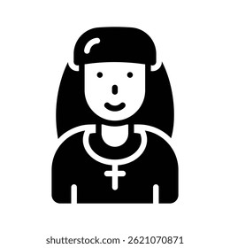 Catch a sight of this trendy glyph icon depicting nun character