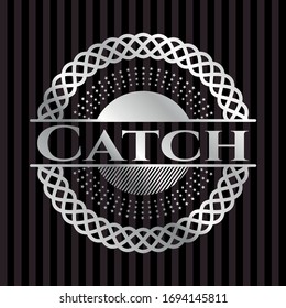 Catch silvery emblem or badge. Vector Illustration. Mosaic.