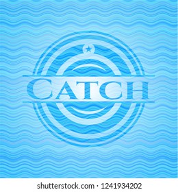 Catch sky blue water style emblem.