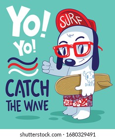 Catch The Wave / Cool & Funny vector colorful surfer animal