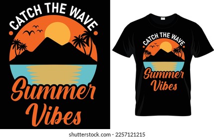 Catch the wave summer vibes t-shirt design template