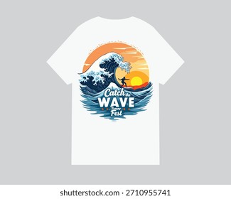 Diseño de camiseta Catch the Wave Surf Fest
