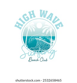 Catch the waves surfing beach club summer ocean graphic design