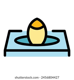 Catch winter fish icon outline vector. Ice fishing. Lake snow color flat