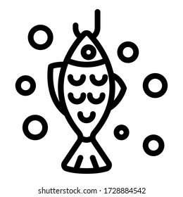 Icono de pescado capturado. Icono de vector de peces capturados de contorno para diseño web aislado en fondo blanco