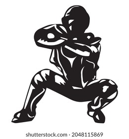 catcher baseball player high contrast vector