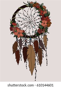 The catcher of dreams is executed in brown colors. Vector