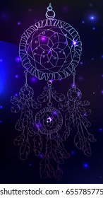 Catcher dreams on the background of space, vector background
