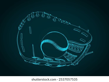 Catcher's mitt with ball. Baseball equipment illustration