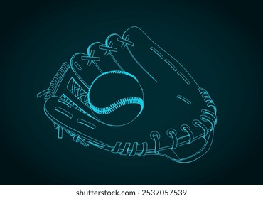 Catcher's mitt with ball. Baseball equipment illustration