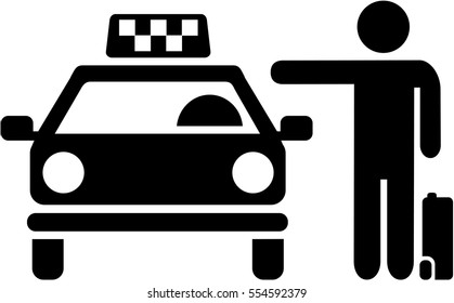 Catching Cab Taxi Pictogram Stock Vector (Royalty Free) 554592379 ...