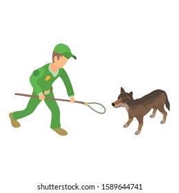 Catching dog icon. Isometric illustration of catching dog vector icon for web