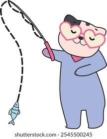 Catching Fish Cartoon with wheel vector