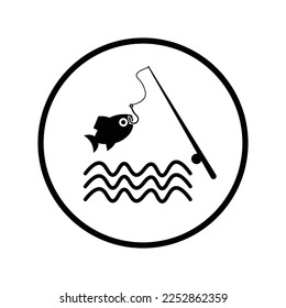 Catching fish, fishing icon. Simple editable vector graphics.