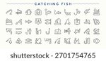 Catching Fish modern icon set. Minimal thin line web icons set. Hunt vector line icon set. Included hobby, activity, fisherman, fisher, recreation, hunt and more.