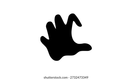 catching hand symbol, black isolated silhouette