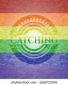 Catching lgbt colors emblem. Vector Illustration. Mosaic.
