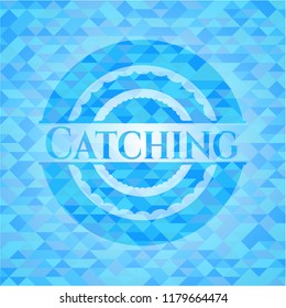 Catching realistic light blue mosaic emblem
