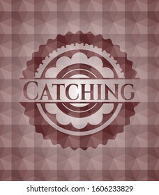 Catching red badge with geometric pattern. Seamless.