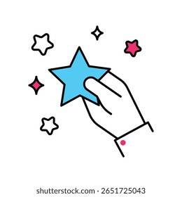 Catching Stars Vector Filled outline illustration style icon. EPS 10 file
