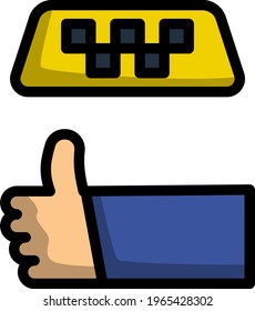 Catching Taxi Icon. Editable Bold Outline With Color Fill Design. Vector Illustration.