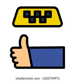 Taxisymbol. Bearbeitbare, fette Rahmenlinie mit Farbfülldesign. Vektorgrafik.