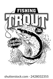 Catching Trout Fish Shirt Design Concept