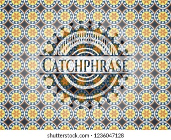 Catchphrase arabic emblem. Arabesque decoration.