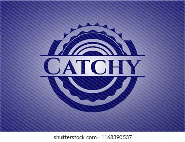 Catchy badge with denim background