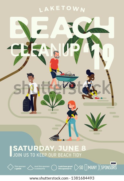 Catchy Beach Cleanup Event Banner Poster Stock Vector (Royalty Free ...