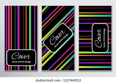Catchy cover gradient stripe front page. Contrast cover for front page of book.
