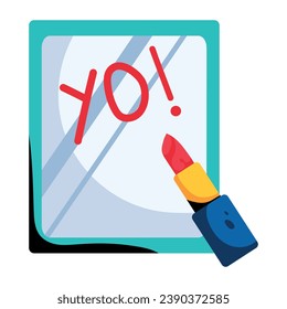 Catchy flat icon of lipstick writing 