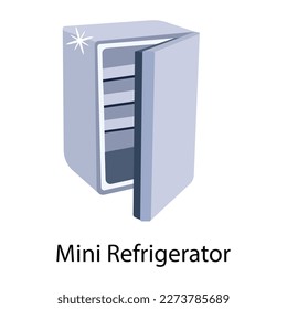 A catchy flat icon of mini refrigerator