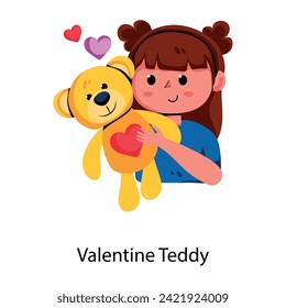 Catchy flat icon of valentine teddy 