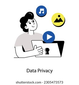 Catchy flat illustration of data privacy
