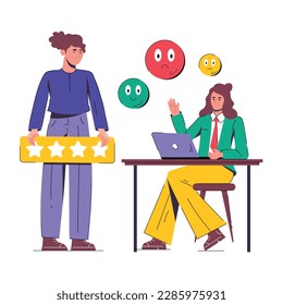 Catchy flat illustration of performance review,