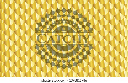 Catchy gold emblem. Scales pattern. Vector Illustration. Detailed.