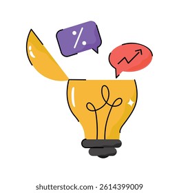 A catchy hand drawn style icon of business ideas