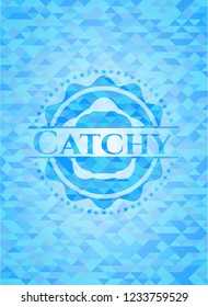 Catchy light blue emblem with mosaic background