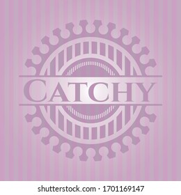 Catchy retro pink emblem. Vector Illustration. Detailed.