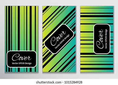 Catchy vector cover band clipart. Black strips on colorful background layout for advertisement purpose. Contrast cover for header page of banner.