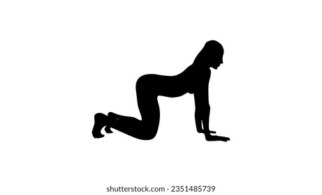 Cat-Cow Yoga Pose silhouette, high quality vector