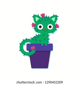 Catcus. Cute cactus cat in a pot