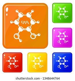 Catechol molecule icons set collection vector 6 color isolated on white background